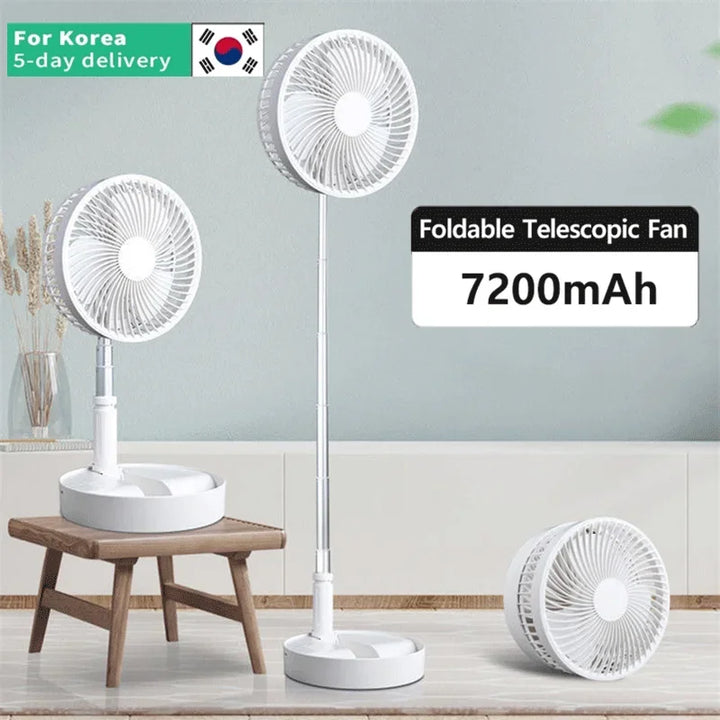 7200mAh USB Rechargeable Portable Folding Fan Floor Low Noise Fan for Outdoor Home Wireless Fan 4 Speed Camping Portable Fan | Kalsten
