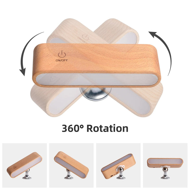 Rotatable Magnetic Wooden Rechargeable LED Night Lamp | Kalsten
