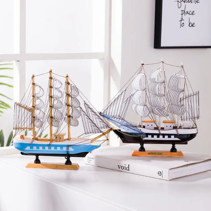 Karnz | Royaleva Nordic Wooden Sailboat Sculpture - LED illuminated decor piece, battery-operated