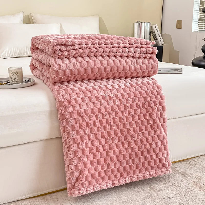 Kalsten | Checked Soft Velvet Blanket Warm Cozy Throw for Couch and Bed