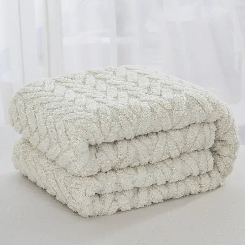 Kalsten | Jacquard Fleece Blanket CozyWeave | Single Layer & Double Sided | Soft Tafu & Shu Cotton Fleece | For Autumn & Winter