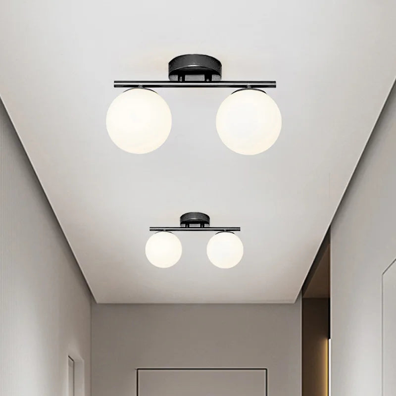 Modern Nordic LED Ceiling Light – Gold Iron and Glass Lamp for Corridor, Aisle, Cloakroom, Balcony, and Bedroom | Kalsten