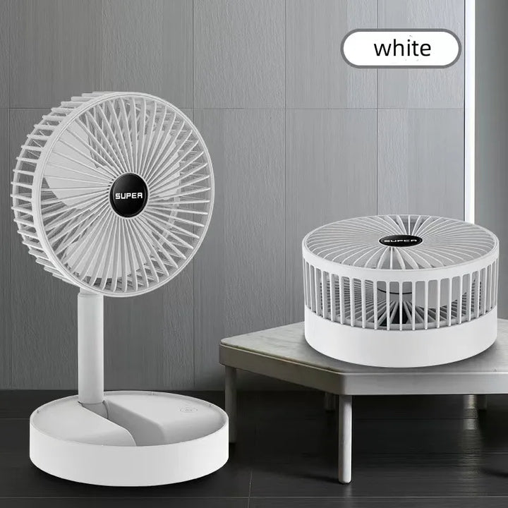 Portable 6-Inch Stand Fan | Folding Telescopic Floor/USB | Rechargeable Battery | 3 Speeds, Super Quiet, Adjustable Height | Kalsten
