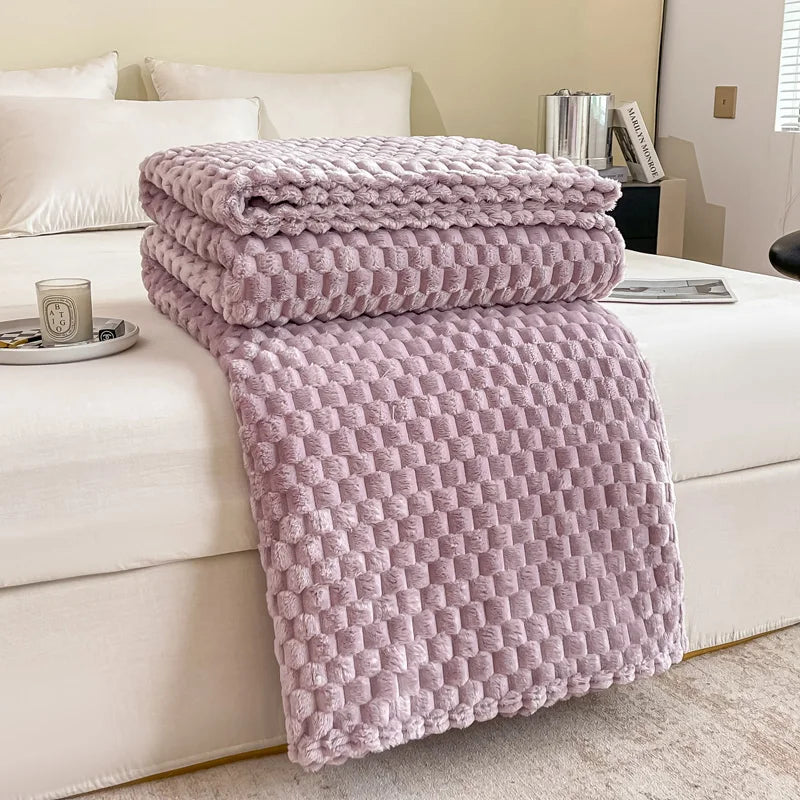 Kalsten | Checked Soft Velvet Blanket Warm Cozy Throw for Couch and Bed