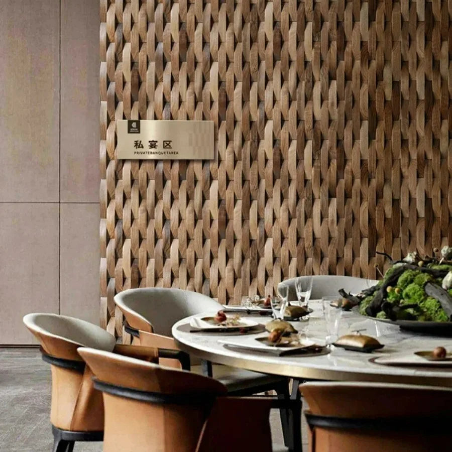 Kalsten | 3D Solid Wood Mosaic Wall Panel with Acoustic Design