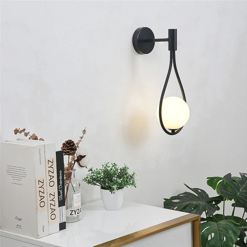 Modern Metal and Glass Ball Wall Lamp – Nordic Style Wall Lighting for Living Room, Bedroom, Aisle, Corridor, and Staircase – AC Powered, LED Bulb Included | Kalsten