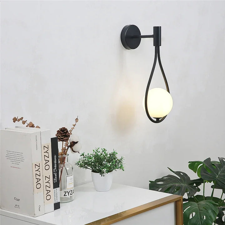 Modern Metal and Glass Ball Wall Lamp – Nordic Style Wall Lighting for Living Room, Bedroom, Aisle, Corridor, and Staircase – AC Powered, LED Bulb Included | Kalsten