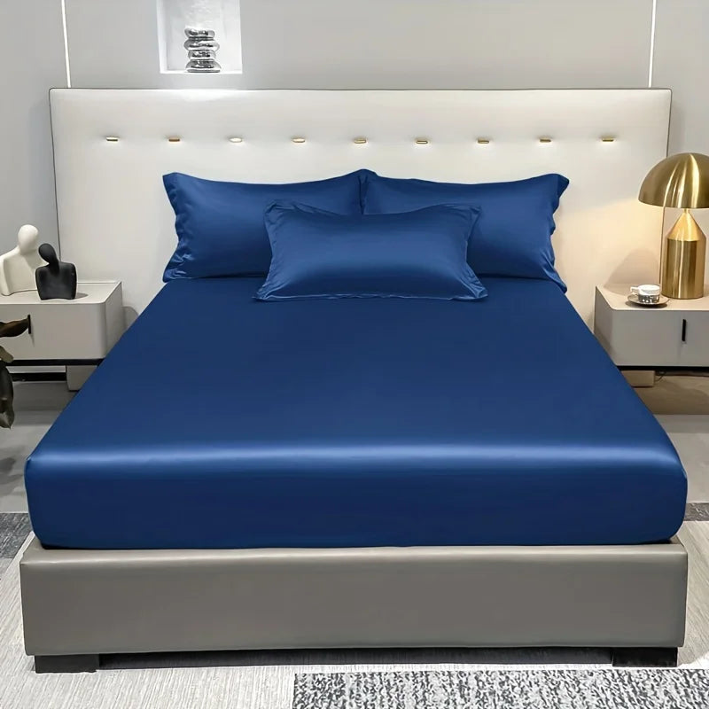 Skanto | SatinDreams Luxury Fitted Sheet | Silk Satin Bed Sheet | Breathable & Cooling | Wrinkle-Free | Easy Care