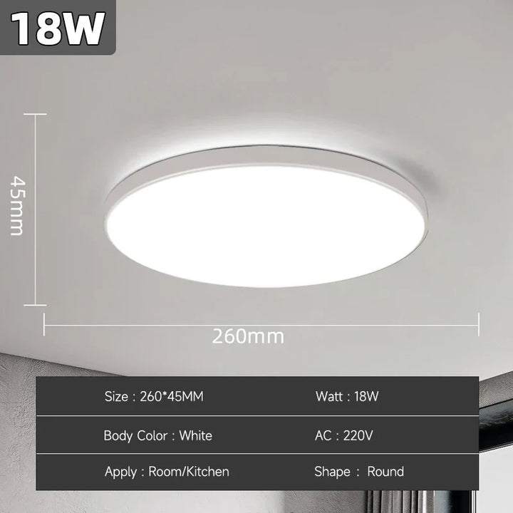 Modern LED Ceiling Lamp – 18W/30W/40W/72W Round Ceiling Light for Living Room, Bedroom, Kitchen, and Bathroom | Kalsten
