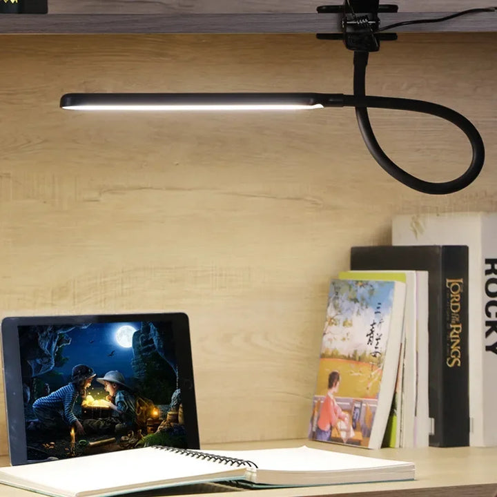 Kalsten | LED Clamp Light LumaFlex | 3 Light Colors & 10 Brightness Levels | USB Operation | Flexible Gooseneck | Eye-Friendly & Dimmable