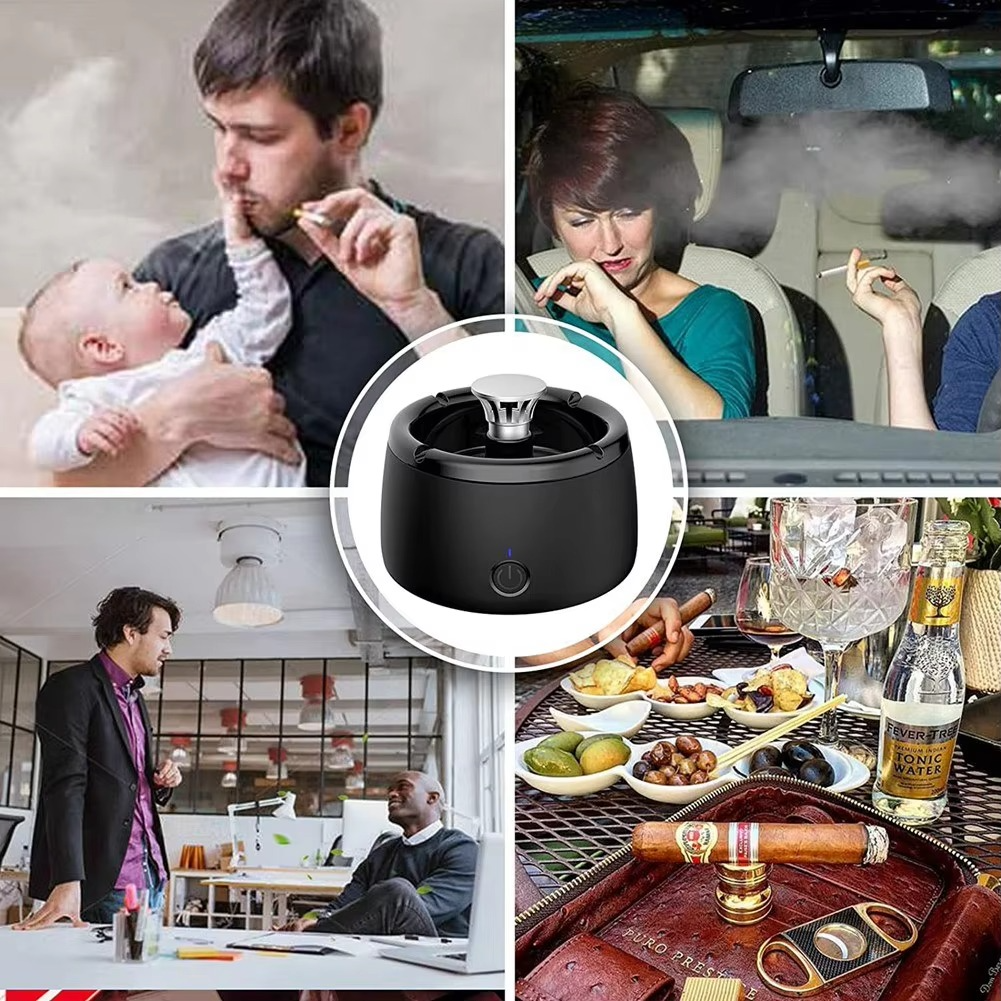 Kalsten | Rechargeable Smokeless Ashtray for Home, Office, Car or Outdoor Use – Black