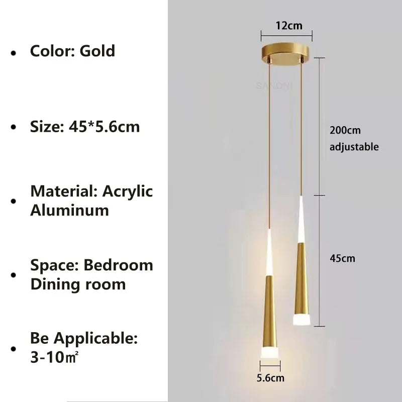 Nordic LED Pendant Lamp – Long Hanging Wire Chandelier for Bedroom, Living Room, Dining Room, and Study – Modern Home Decor Light Fixture | Kalsten
