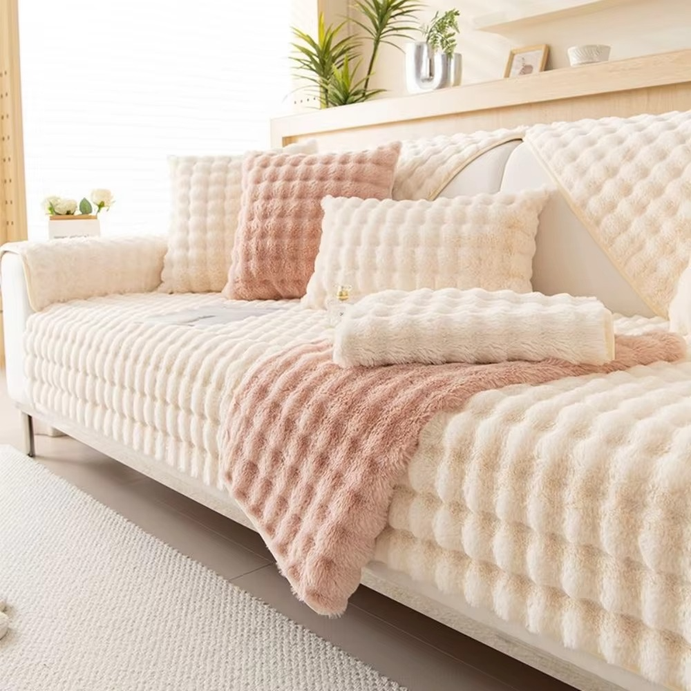 Plush Faux Fur Sofa Cover