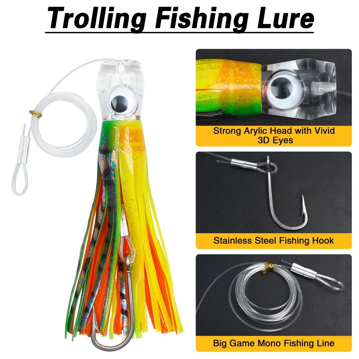BowLift | 5pcs Rigged Trolling Skirt Tuna Lures for Mahi, Marlin, Shark, and Wahoo – Big Game Saltwater Fishing Lures