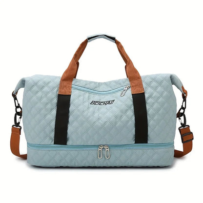 Karnz | Travessia Travel Bag with Shoe Compartment | Large Capacity & Diamond Pattern | Nylon Weekend Bag for Sports, Short Trips & Daily Use