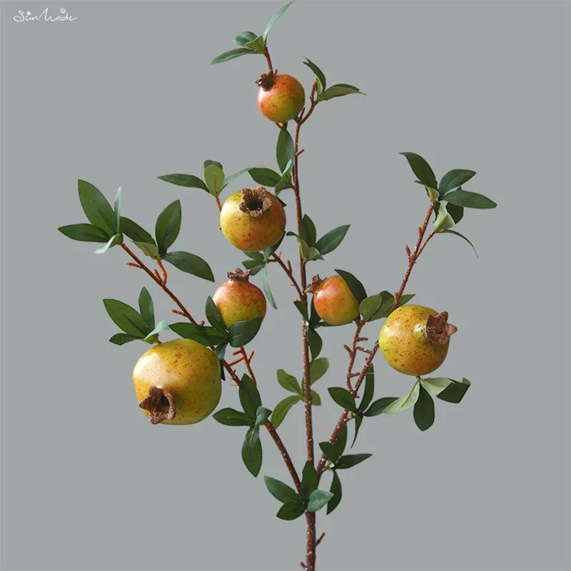 6-Piece Artificial Pomegranate Fruit Branch with Leaves | Kalsten