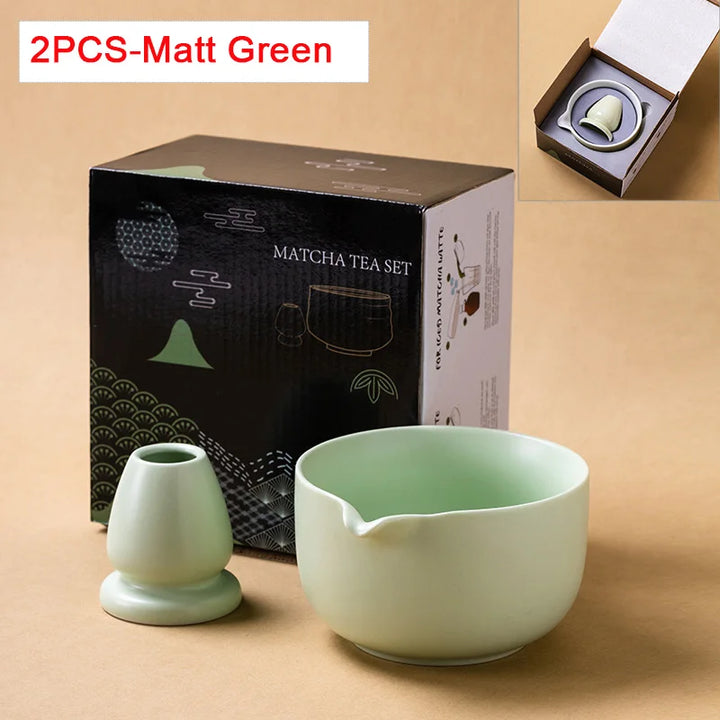 Variant image for Japanese Matcha Bowl Set Green 550ml Ceramic with Spout for Tea Ceremony-20