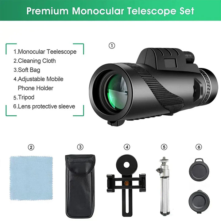 Kalsten | 80x100 HD Zoom Monocular Telescope: Powerful portable binoculars for hunting, camping, and outdoor exploration