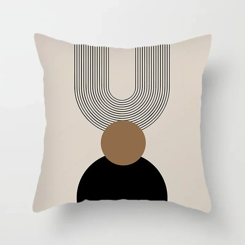 Aurum Cushion Cover - Modern Black-White Cushion Cover with Abstract Art Print Kalsten