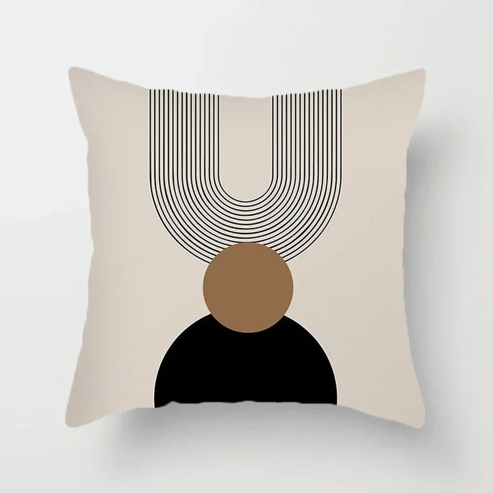 Aurum Cushion Cover - Modern Black-White Cushion Cover with Abstract Art Print Kalsten