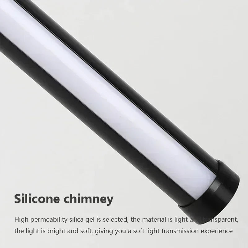 Modern LED Long Pendant Light for Dining Room, Bedroom & Living Room – Touch Switch, Aluminum Hanging Lamp, White & Black Lampshade | Kalsten
