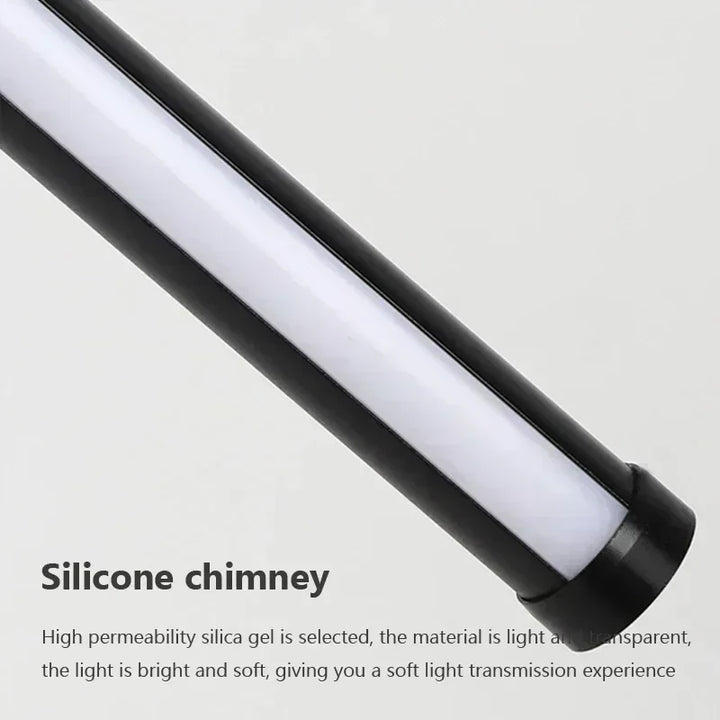 Modern LED Long Pendant Light for Dining Room, Bedroom & Living Room – Touch Switch, Aluminum Hanging Lamp, White & Black Lampshade | Kalsten