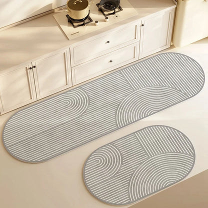 Brehn | Pureterra | Super Absorbent Kitchen Mat | Non-slip & Washable | Diatomite Design | Oval & Long Shape | Comfort Mat for Kitchen & Bathroom