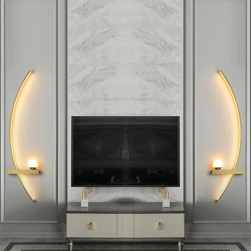 Modern LED Wall Lamp Black Gold - Sleek Long Strip Design for Versatile Illumination | Kalsten