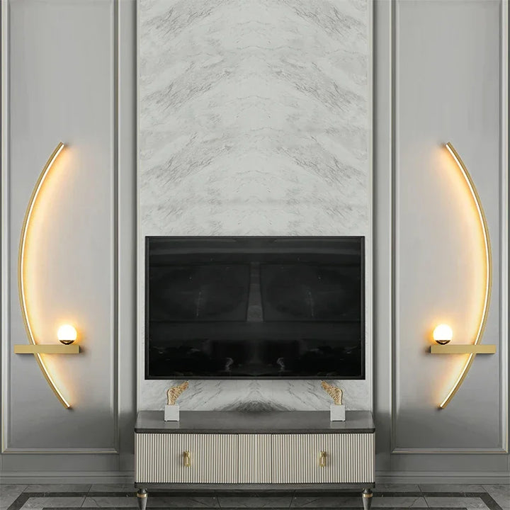 Modern LED Wall Lamp Black Gold - Sleek Long Strip Design for Versatile Illumination | Kalsten