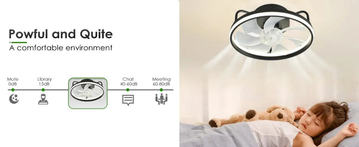 Modern LED Ceiling Fan Light with DC Motor - 6 Speed, Timer, Low Floor Attic Fan, Remote Control Decorative Light | Kalsten