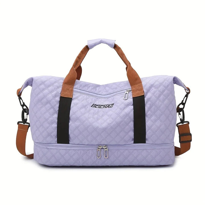 Kalsten | Travessia Travel Bag with Shoe Compartment | Large Capacity & Argyle Design | Nylon Weekender for Sports, Short Trips & Everyday Use