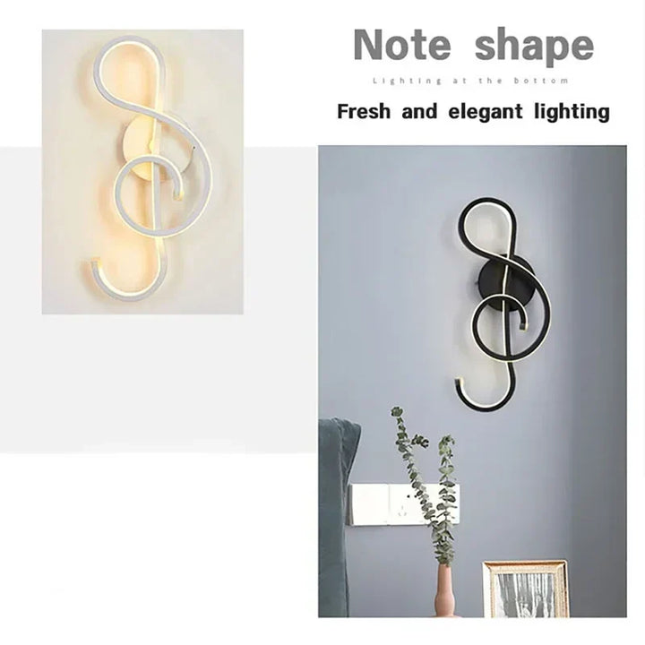 Modern LED Wall Lamp - Musical Note Wall Sconce for Bedroom, Living Room, and Study, Touch On/Off, Up & Down Light Direction, Indoor Home Decor | Kalsten