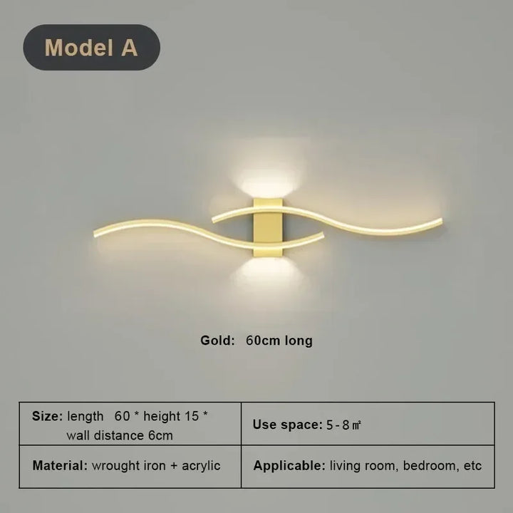 Modern Minimalist LED Strip Wall Lamp – Dimmable Wall Sconce for Living Room, Bedroom, Restaurant, and Bathroom | Kalsten