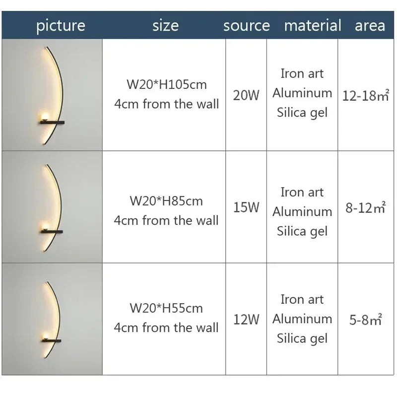 Modern LED Wall Lamp Black Gold - Sleek Long Strip Design for Versatile Illumination | Kalsten