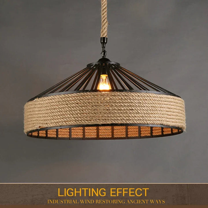 Classical Hemp Rope Pendant Hanging Lamp: Antique Industrial Chandelier for Dining Room and Home Decor | Kalsten