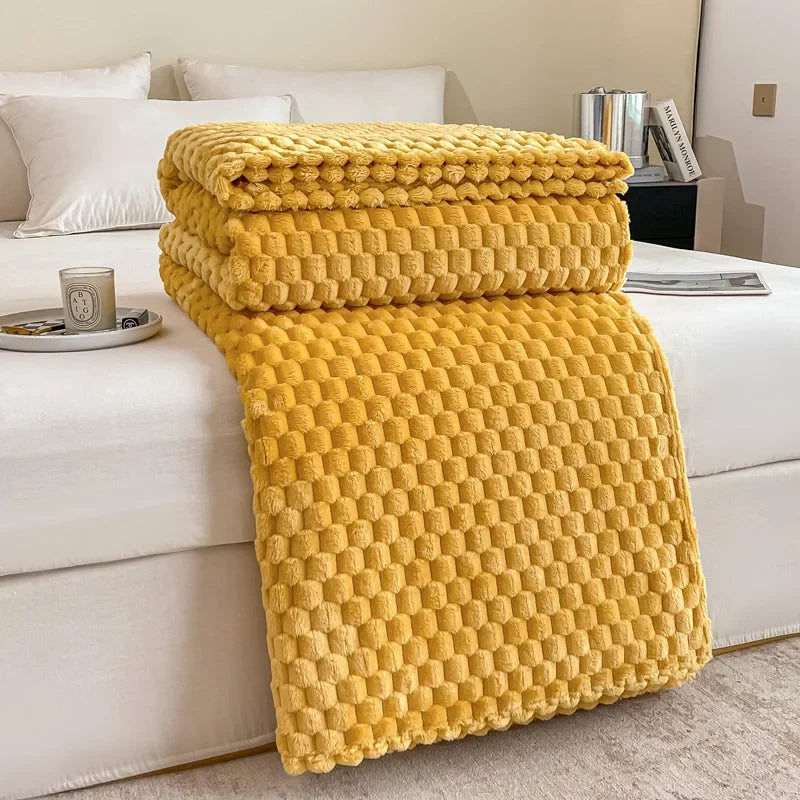 Kalsten | Checked Soft Velvet Blanket Warm Cozy Throw for Couch and Bed