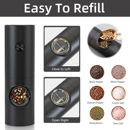 Skanto | Electric Automatic Pepper and Salt Grinder with LED Light and Adjustable Grind - Perfect for Kitchen or Restaurant