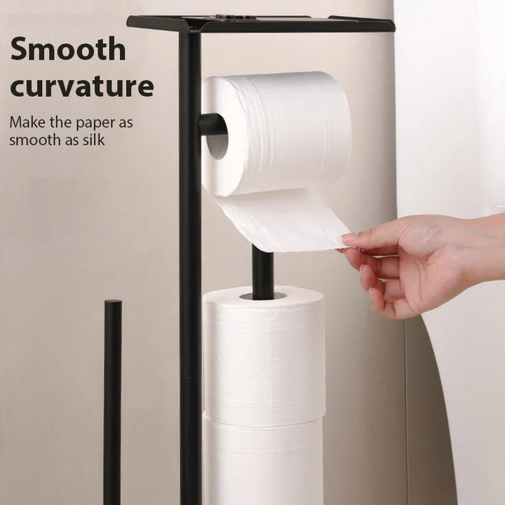 Toilet paper holder with brush & shelf | Kalsten