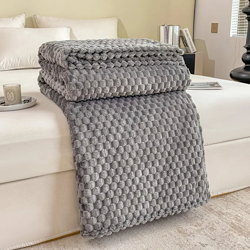 Kalsten | Checked Soft Velvet Blanket Warm Cozy Throw for Couch and Bed