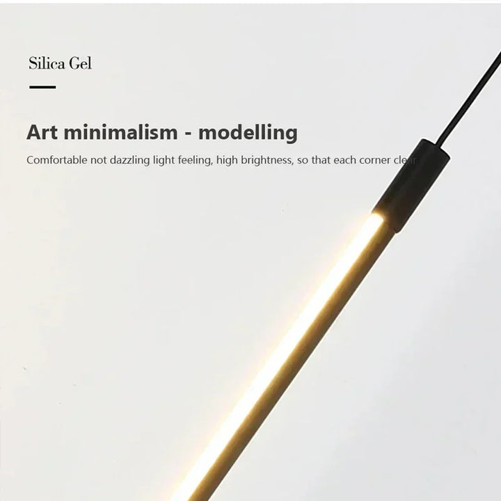 Modern LED Long Pendant Light for Dining Room, Bedroom & Living Room – Touch Switch, Aluminum Hanging Lamp, White & Black Lampshade | Kalsten