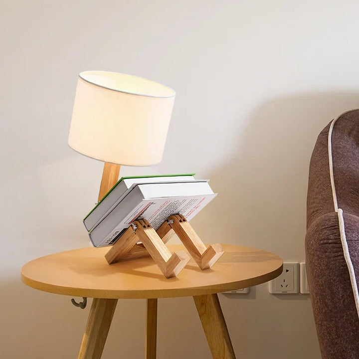 Playful Robot Table Lamp - made of Sustainable Wood for Creative Spaces Kalsten