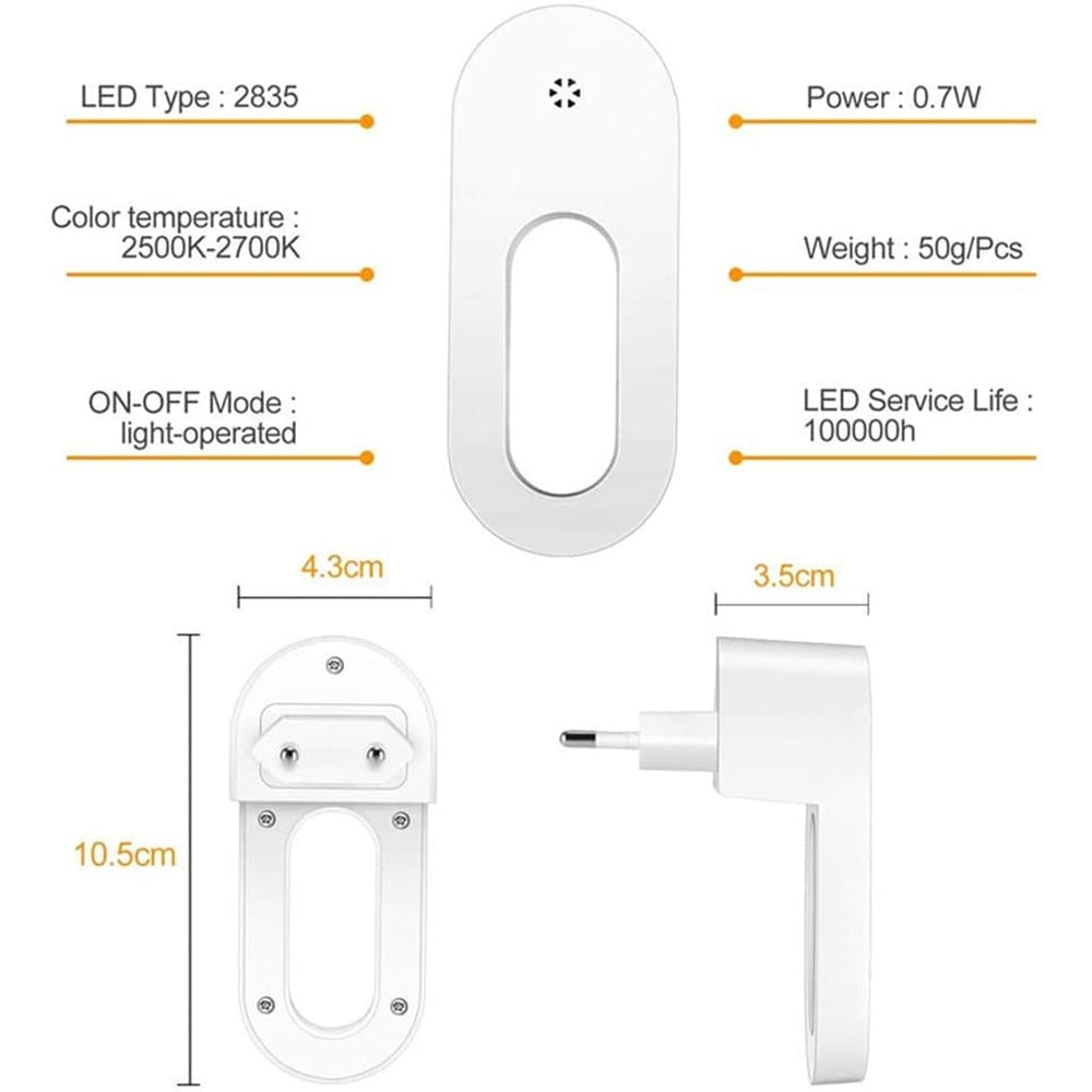 Twilight Sensor Energy Saving Socket Wall Night Light | Kalsten
