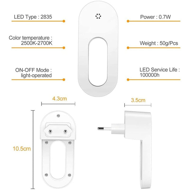 Twilight Sensor Energy Saving Socket Wall Night Light | Kalsten