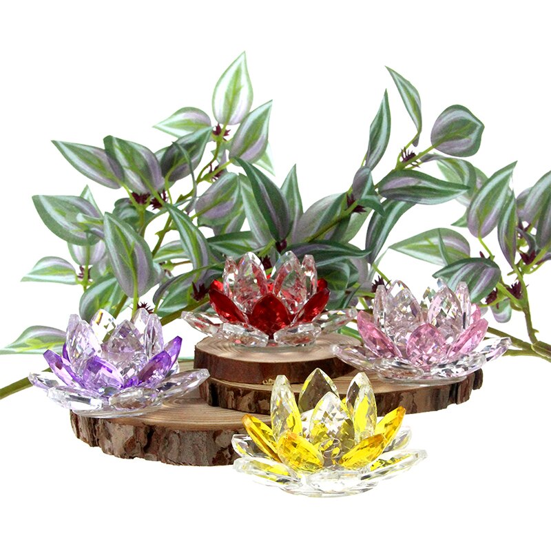 BowLift | Crystal Lotus Flower Craft Glass Paperweight Home Decoration Ornaments Figures Home Wedding Party Decor Gifts Souvenir