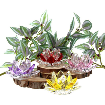 BowLift | Crystal Lotus Flower Craft Glass Paperweight Home Decoration Ornaments Figures Home Wedding Party Decor Gifts Souvenir