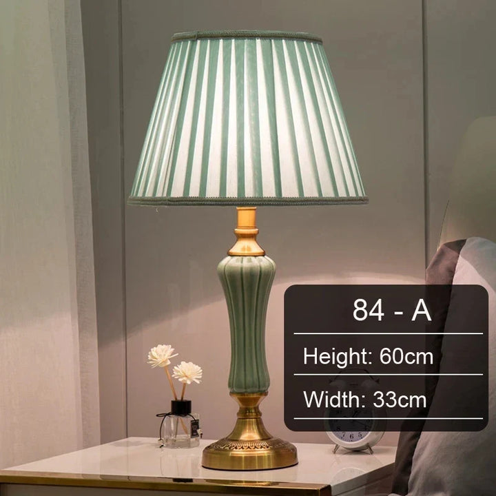 Modern Hotel Bedside Lamp Table Ceramic Light - Nordic Ins Fabric Desk Light - Household Foyer Living Room Bedside Study Desk Lamp | Kalsten