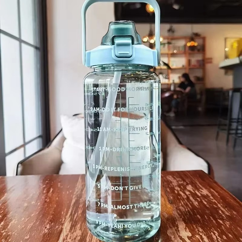 Kalsten | Large 68oz Sports Water Bottle with Straw and Time Marker for Gym and Outdoor Fitness