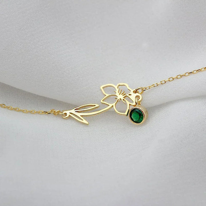 Kalsten | Dainty Birth Flower & Birthstone Chain Bracelet