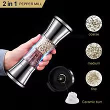 Kalsten | 2-in-1 Spice Mill SPICURA DuoMill | Stainless Steel Double Mill for Salt & Pepper | Manual & Stylish