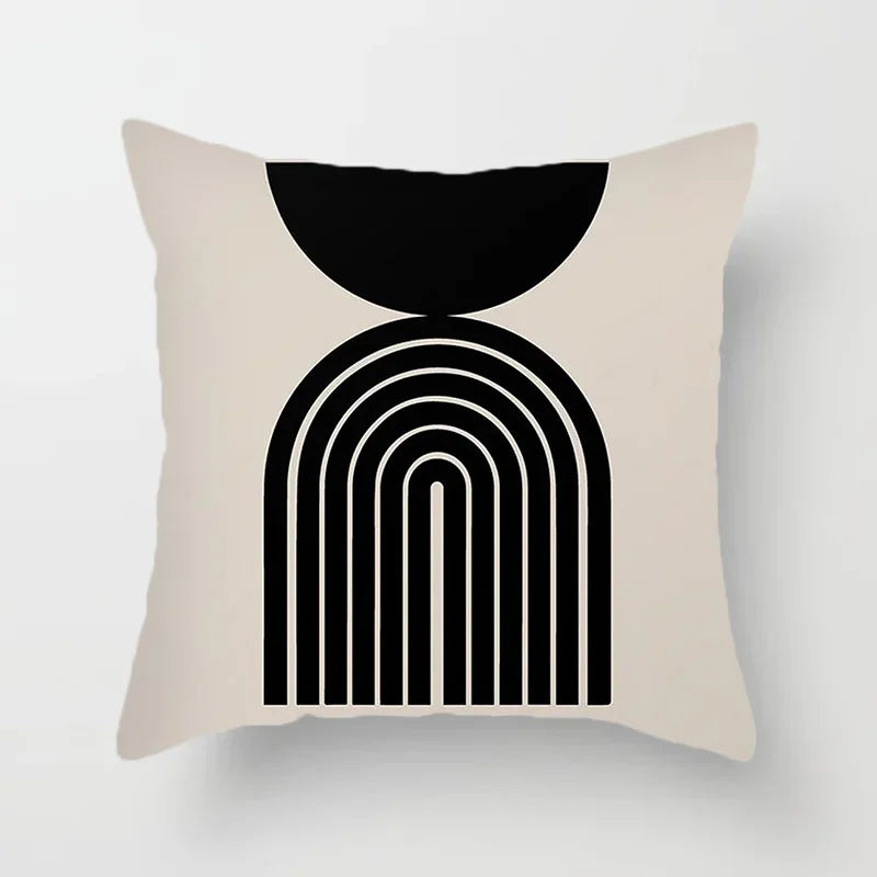 Aurum Cushion Cover - Modern Black-White Cushion Cover with Abstract Art Print Kalsten